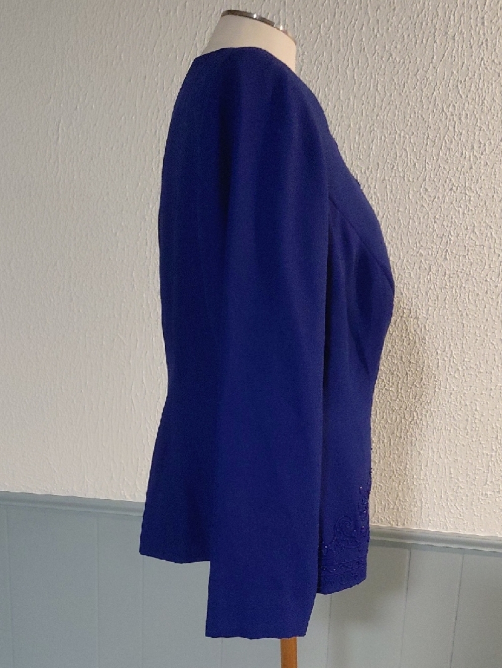 R & M Richards Royal Blue Embellished V-Neck Blazer - Picture 2 of 6